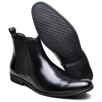 kit Bota Chelsea Preto + Cinto Dupla Face + Carteira + Calçadeira 