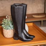 Bota Montaria Feminina de Couro Preto Aurora