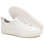 Tênis Casual Masculino em Couro Branco Yaris 