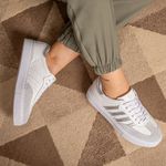 Tênis Casual Feminino em Couro Branco Rebeca 