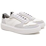 Tênis Casual Masculino em Couro Branco Polo 