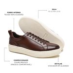 Tênis Casual Masculino em Couro Pinhão Yaris 