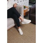 Tênis de Amarrar Couro Liso Off White Sola Alta Branca Clean 
