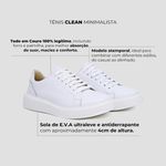 Tênis de Amarrar Couro Liso Branco Sola Alta Branca Clean