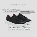 Tênis de Amarrar Minimalista Preto Sola Alta Clean