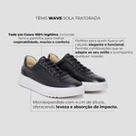 Tênis Wave couro preto sola tratorada