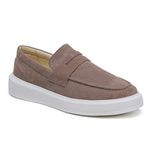 Sapato Loafer Mocassim Master Camurça Taupe