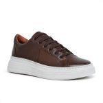 Tênis Casual Pulse Sneaker Café Em Couro 