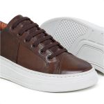Tênis Casual Pulse Sneaker Café Em Couro 