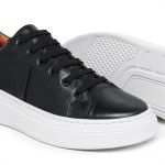 Tênis Casual Pulse Sneaker Preto Em Couro 