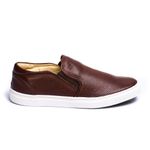 Sapatênis Slip On Couro Café Forro de Couro Berlutini