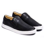 Sapatênis Slip On Couro Preto Forro de Couro Berlutini