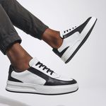 Tênis Casual Bold Sneaker Em Couro Branco/Preto
