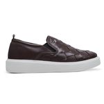 Slip On Couro Tressê Café Cloud