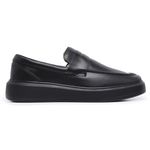 Sapato Mocassim Master All Black Couro Preto Sola Alta Preta