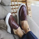 Sapato Masculino Mocassim Master Couro Café Sola Alta Branca Berlutini 