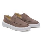 Sapato Loafer Mocassim Master Camurça Taupe