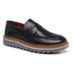 Loafer Orion Couro Preto Sola Tratorada 