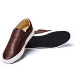 Sapatênis Slip On Couro Café Forro de Couro Berlutini