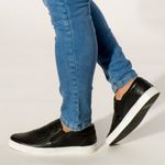 Sapatênis Slip On Couro Preto Forro de Couro Berlutini