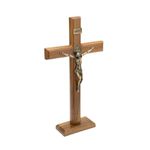 Crucifixo Mesa e Parede -Madeira com medalha de São Bento 35 cm