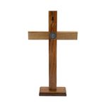 Crucifixo Mesa e Parede -Madeira com Medalha de São Bento 35 cm