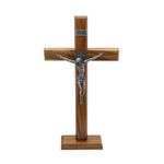 Crucifixo Mesa e Parede -Madeira com Medalha de São Bento 35 cm