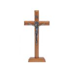Crucifixo Mesa e Parede -Madeira com Medalha de São Bento 19 cm