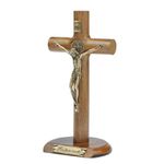 Crucifixo Mesa e parede - Madeira Cilíndrica São Bento 17 cm 