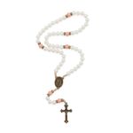 ​Terço Nossa Senhora De Fátima Eu Rezo Pelos Meus Filhos Com Bolsa Rosa