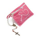 ​Terço Nossa Senhora De Fátima Eu Rezo Pelos Meus Filhos Com Bolsa Rosa