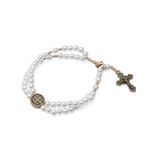 Pulseira Terço Pérola 5mm -Medalha São Bento