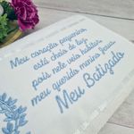 Toalha Bordada Meu Batismo - Frase Azul