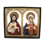 Quadro Sagrado Coração de Jesus e Maria - Enfeite resina 25 cm
