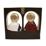 Quadro Sagrado Coração de Jesus e Maria - Enfeite resina 25 cm