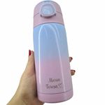 Garrafa térmica Parede Dupla Com Canudo 400 ML- Rosa