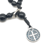 Pulseira Terço - Madeira Preta 4mm com medalha de São Bento