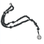 Pulseira Terço - Madeira Preta 4mm com medalha de São Bento