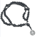 Pulseira Terço - Madeira Preta 4mm com medalha de São Bento