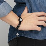 Pulseira Terço com Cruz de São Bento Preto