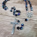 Terço Cristal Irisado Preto N. Sra Aparecida