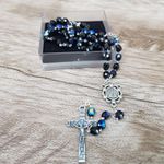 Terço Cristal Irisado Preto N. Sra Aparecida