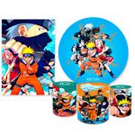 Kit Casadinho Capa Painel + Trio Capa Cilindros Tema Naruto Azul