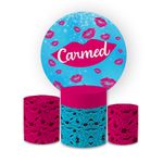 Kit Capa Painel Redondo + Trio Cilindros Decoração Aniversário Carmed Fini