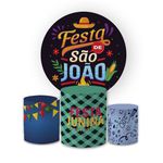 Kit Capa Painel Redondo + Trio Cilindros Decoração Festa Junina 