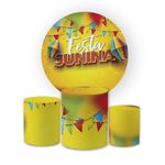 Kit Capa Painel Redondo + Trio Cilindros Decoração Festa Junina 