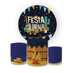 Kit Capa Painel Redondo + Trio Cilindros Decoração Festa Junina