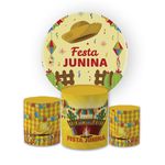 Kit Capa Painel Redondo + Trio Cilindros Decoração Festa Junina 