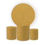 Kit Capa Painel Redondo + Trio Cilindros Decoração Festa Aniversário Glitter Amarelo Dourado