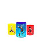 Trio Capas de Cilindros Sublimados Decorativo Tema Infantil Menino Beyblade Desenho